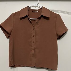 Pacsun Brown Short Sleeve button up top